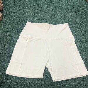 Women's White High-Waisted Shorts